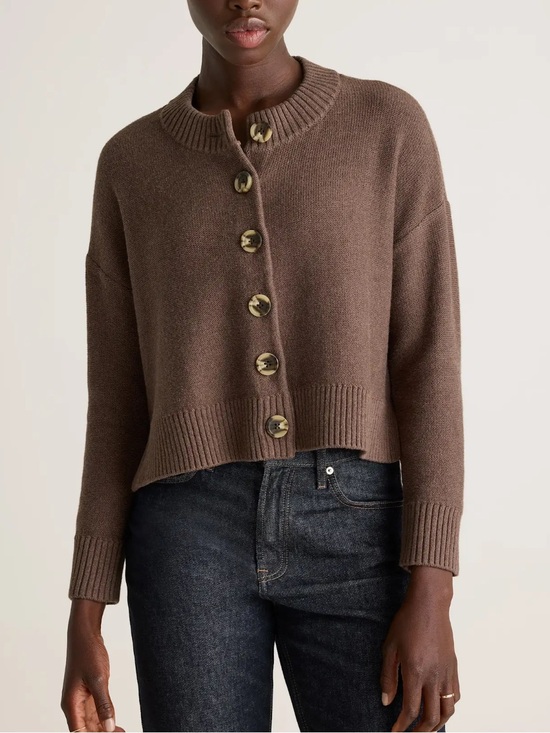 Quince Sweaters - Quince Organic Cropped Cardigan Sz Medium Heather Brown